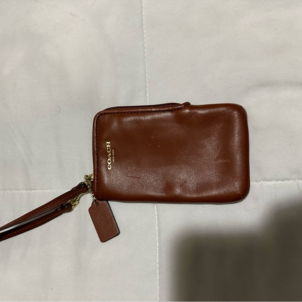 Coach Brown Leather Wristlet